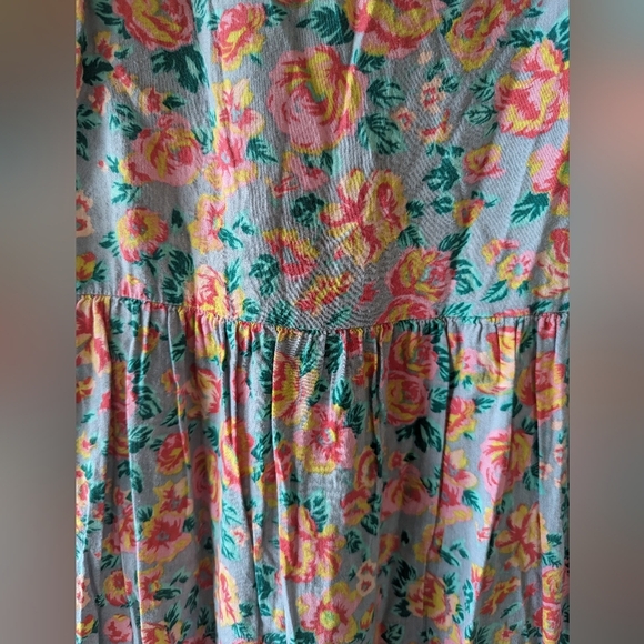 Billabong vintage Y2K Floral mini tank dress pink blue grunge boho high waist M - Picture 6 of 9